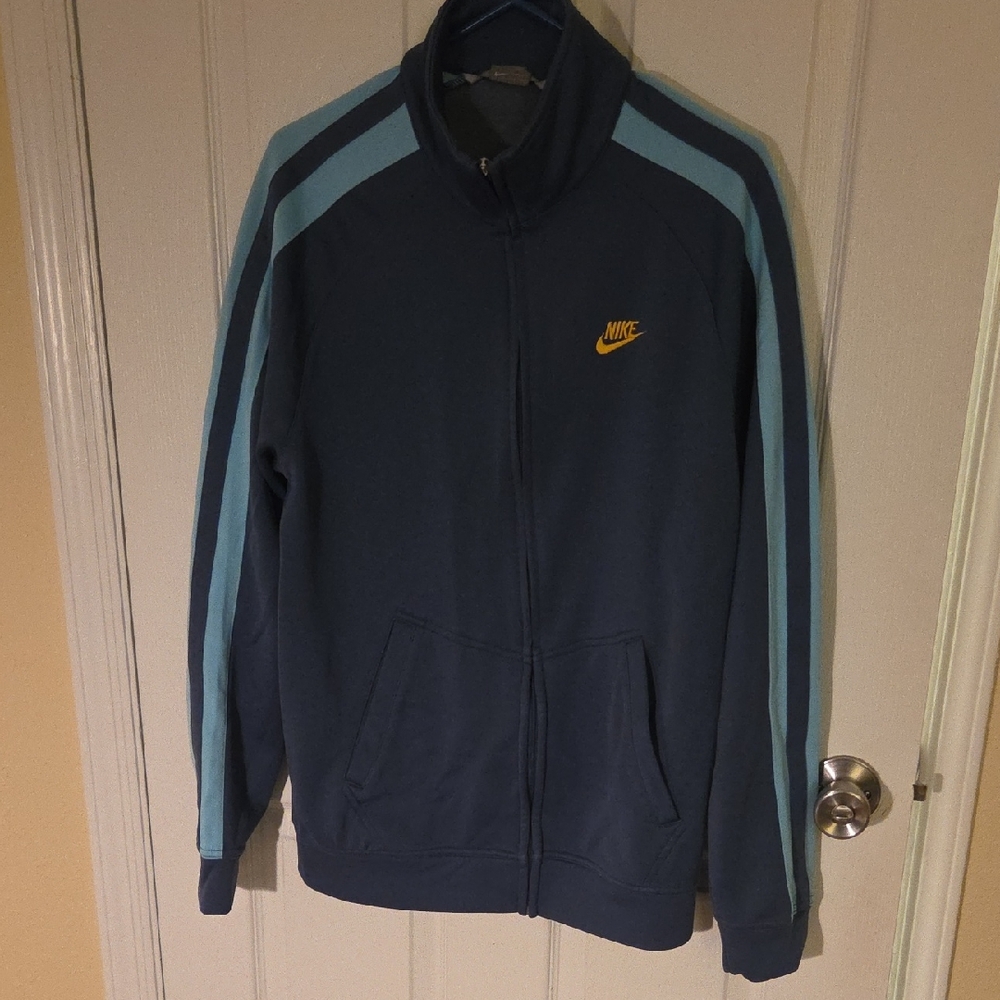 Nike Navy and Light Blue TrackJacket with Yellow Swoosh